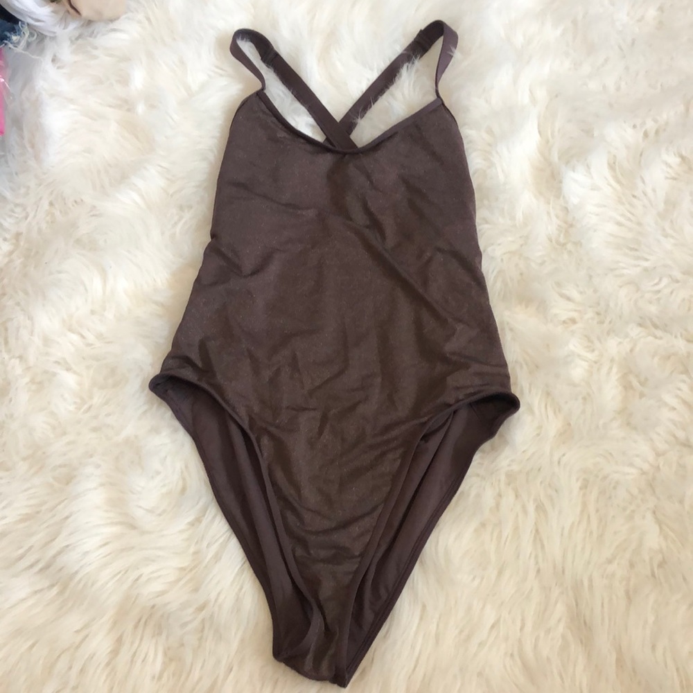 COPY - L*Space Shimmer plum cross back one piece 10
